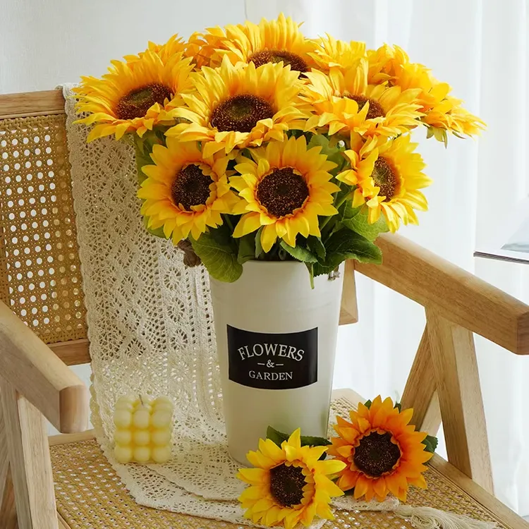向日葵仿真花假花摆设客厅插花家居装饰摆件餐桌仿真花干花