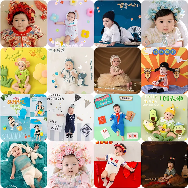 2026宝宝百天照新生婴儿衣服出租新年款百日儿童拍照道具摄影服装