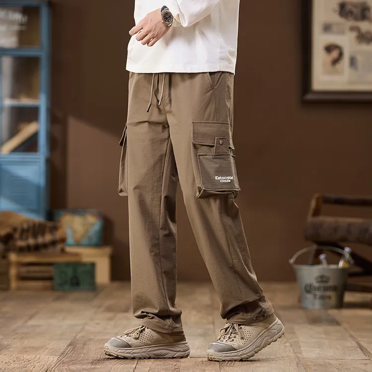 美式工装裤子男秋季2024年新款宽松直筒伞兵裤潮流百搭休闲裤男士
