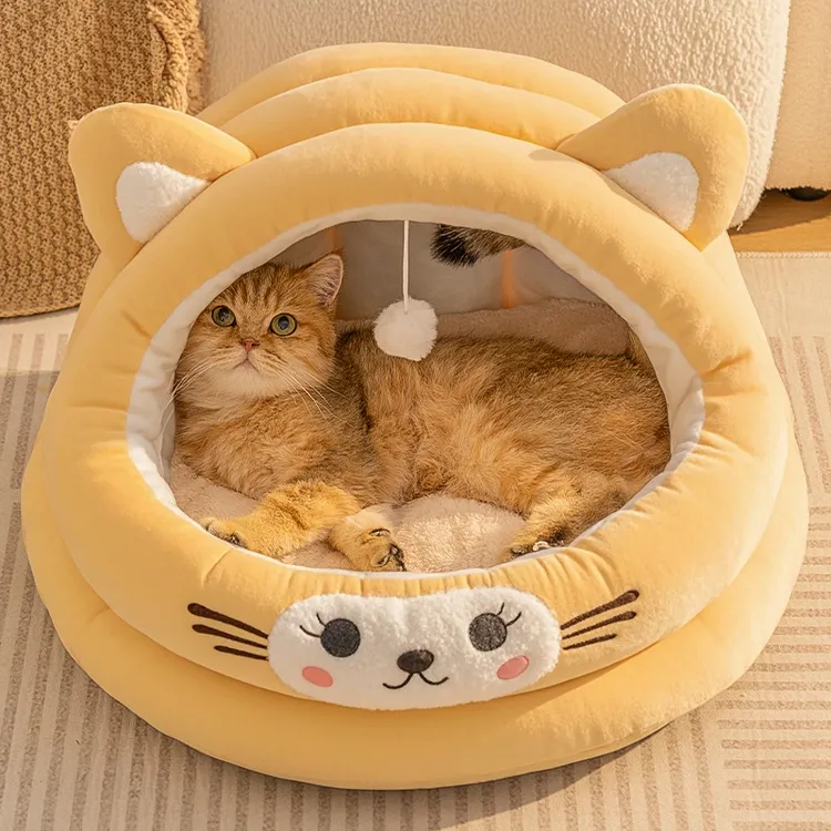猫窝柔软一体舒适睡觉冬季毛绒加厚棉保暖猫咪窝冬季保暖封闭式