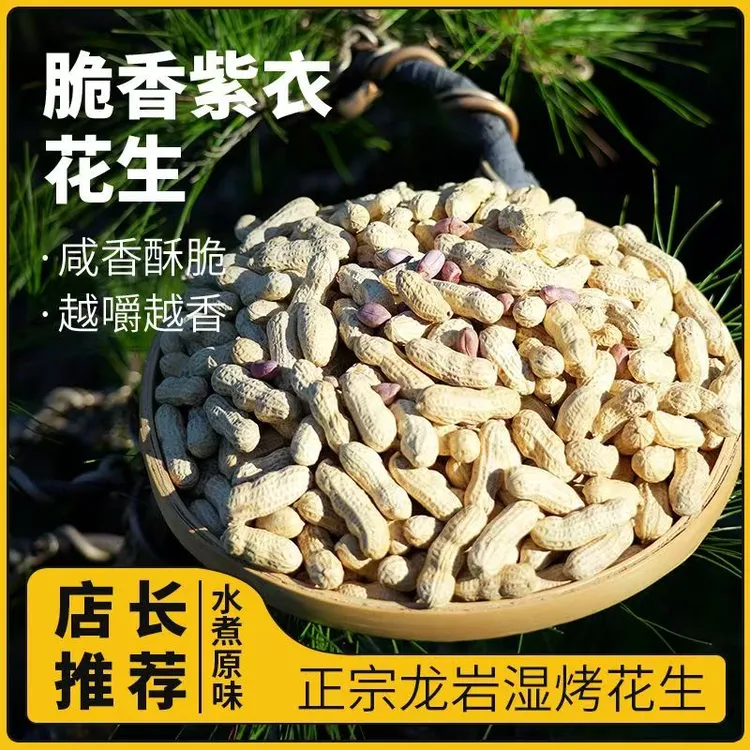闽西特产龙岩湿烤花生香脆紫衣花生