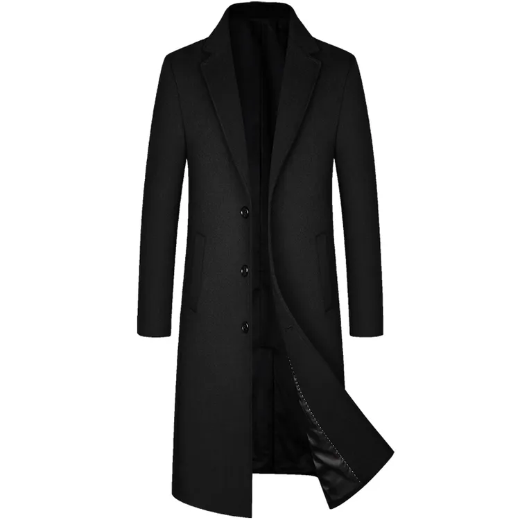 埃登轻奢男士绵羊毛大衣男中长款商务休闲秋冬季毛呢大衣呢子风衣