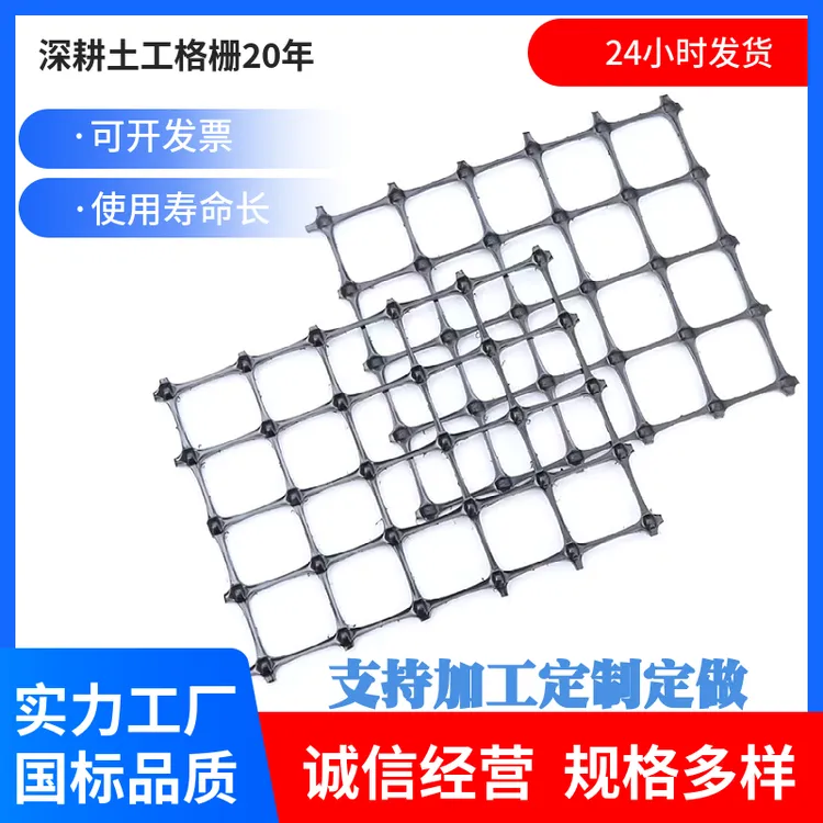 煤矿井下用双向拉伸塑料土工格栅巷道双抗网假顶支护网塑料防护网