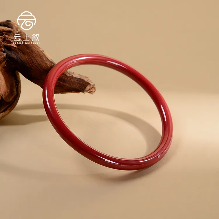 含辰砂工艺品【云上叙】朱砂手镯-5*5mm-V20066-M（甄选）