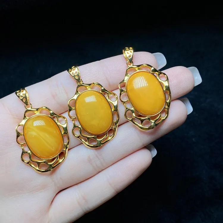 【云上叙】S925银蜜蜡吊坠-多样性发一件-18×13mm-V7923-M（甄选）