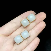 【云上好物】9 DS79301-18K金镶嵌和田玉耳钉-多样性发一件10mm（JG）