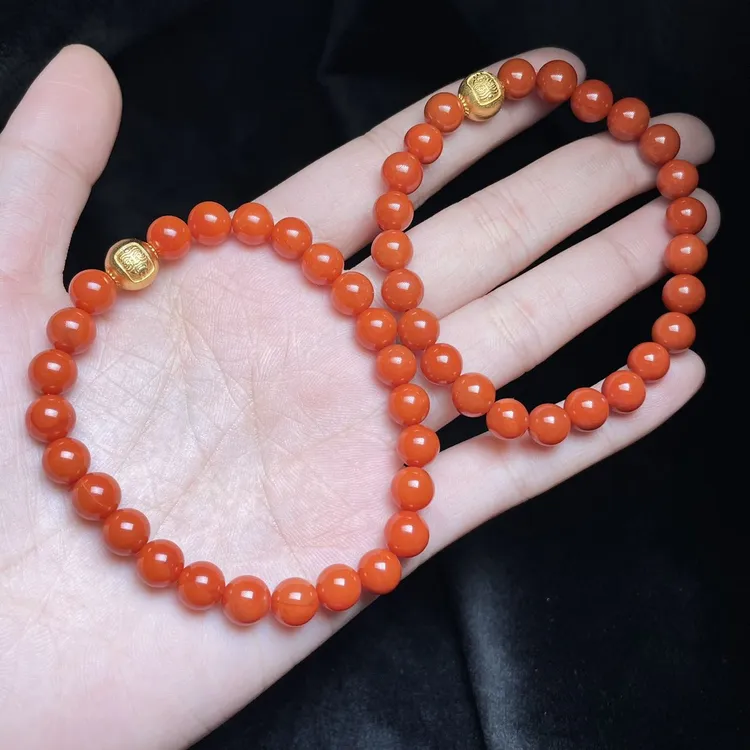 【云上叙】南红DIY单圈手串-多样性发其一-7mm-V4908-M（甄选）