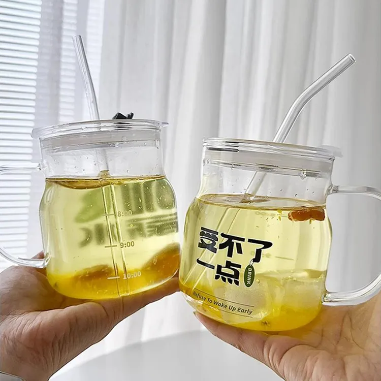 Gucgres高硼硅玻璃杯带把杯子高级感水杯家用大容量果汁杯咖啡杯