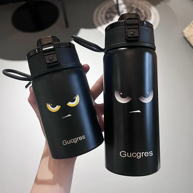 Gucgres新款简约不锈钢保温杯办公室带茶隔泡茶杯子便携提手水杯