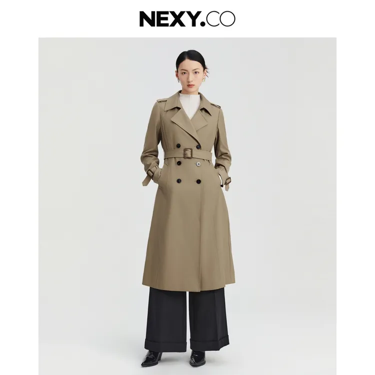 NEXY.CO/奈蔻秋季新款中长款风衣时尚气质百搭爆款外套XJ00426D4