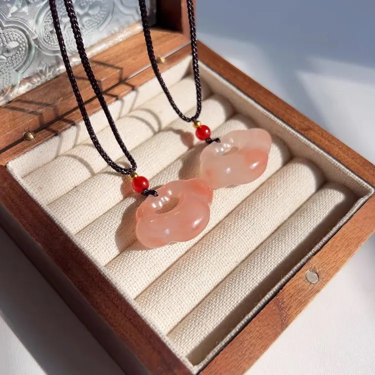 桃花酿祥云如意锁吊坠新中式挂件粉色简约个性多样性发货拍一发一