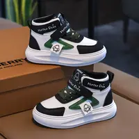 儿童男女童运动鞋2024秋冬高帮皮面板鞋男女童鞋校园小白鞋中大童