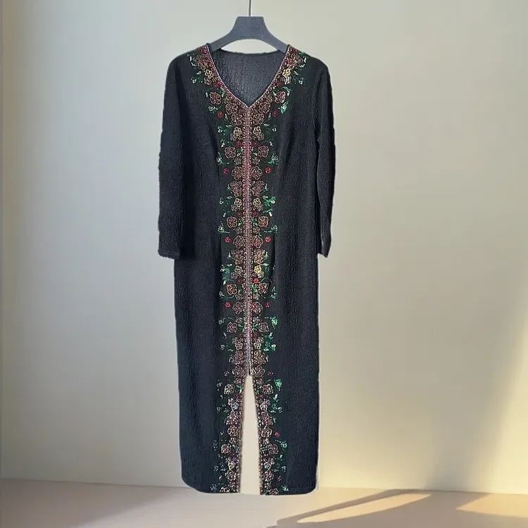 E889150轻奢气质女装显瘦连衣裙遮肚子中老年妈妈装上档次连衣裙