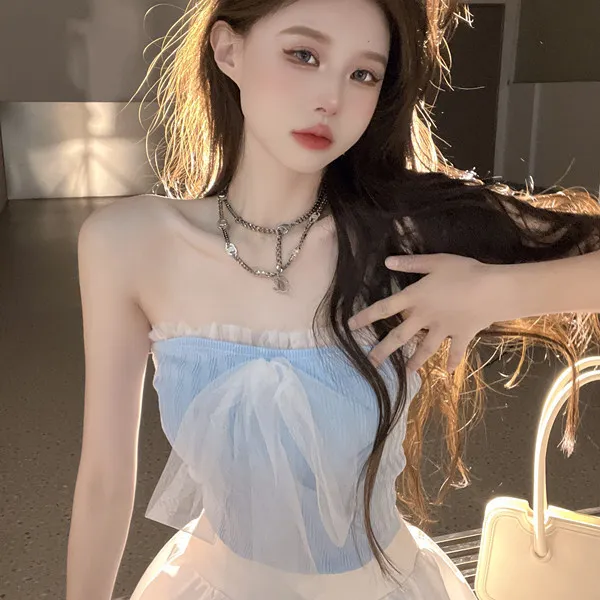 通勤纯欲辣妹挂脖抹胸小吊带背心设计感小众外穿内搭短款上衣夏