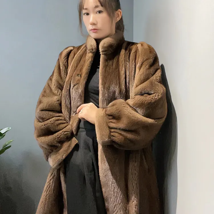 冬季上新设计师款流行时尚中长款气质女装水貂外套