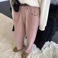 大掌柜推荐   复古水洗软牛仔高腰休闲直筒牛仔长裤女