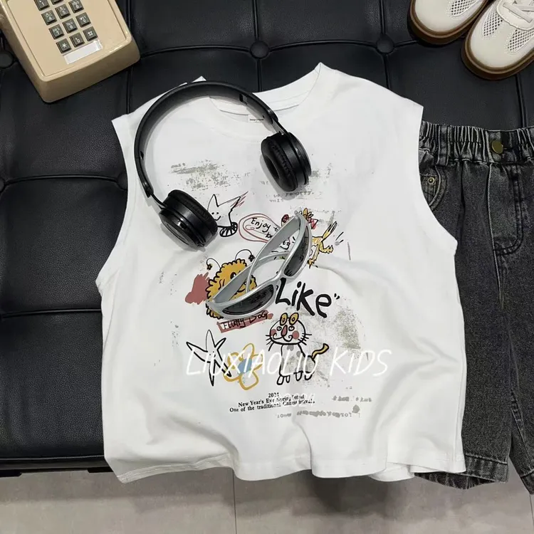 BY LIUXIAOLIU【花园日记】韩版潮流时尚夏季儿童背心7079