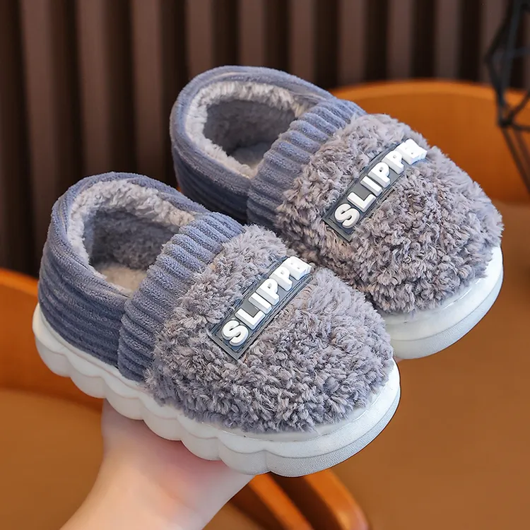 儿童棉鞋2025冬季新款室内防滑软底男女宝宝加厚保暖包跟毛绒棉鞋