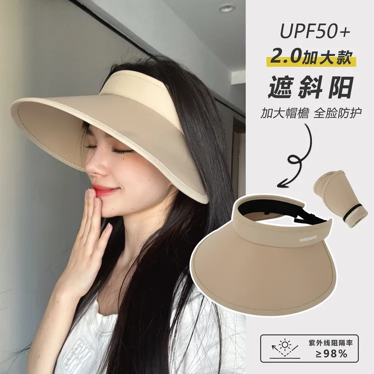【林下一度】-夏季女加大帽檐防晒帽防紫外线户外可折叠帽子空顶帽