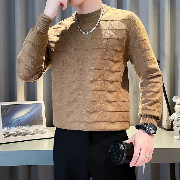 慵懒风毛衣男士潮牌纯色内搭潮流打底衫2024新款秋冬季痞帅针织衫