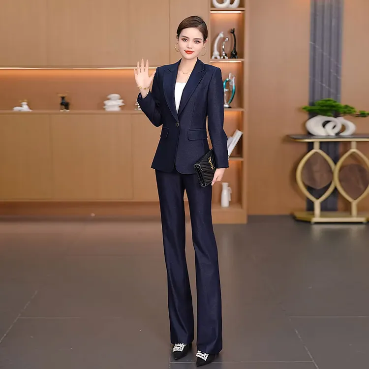 2530J1春秋款女神范修身显瘦气质时尚通勤工作职业套装酒红色