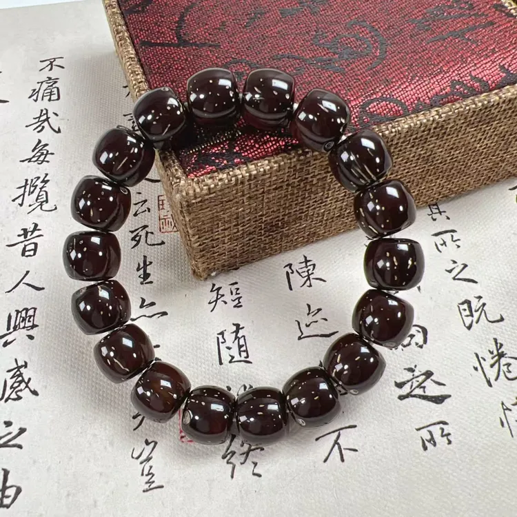 天然紫金鼠高油性三眼紫金鼠老型桶珠菩提手串绕指柔文玩好物男女