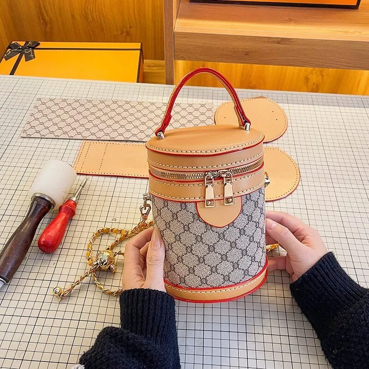 手工diy材料包轻奢时尚小众链条水桶包复古斜跨通勤包自己制作