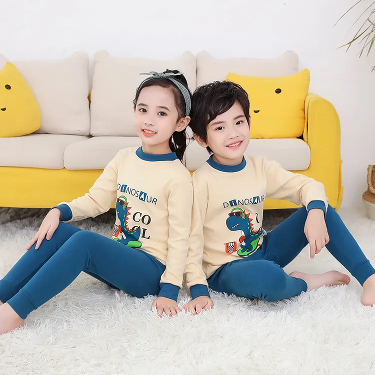 儿童纯棉内衣套装秋冬男童女童棉毛衫中大童中领薄款宝宝秋衣秋裤