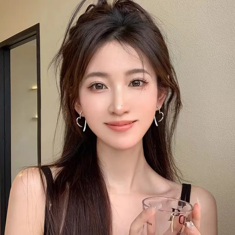 合金耳饰 1151爱心耳环女小众高级耳钉2024年新款爆款耳圈耳饰