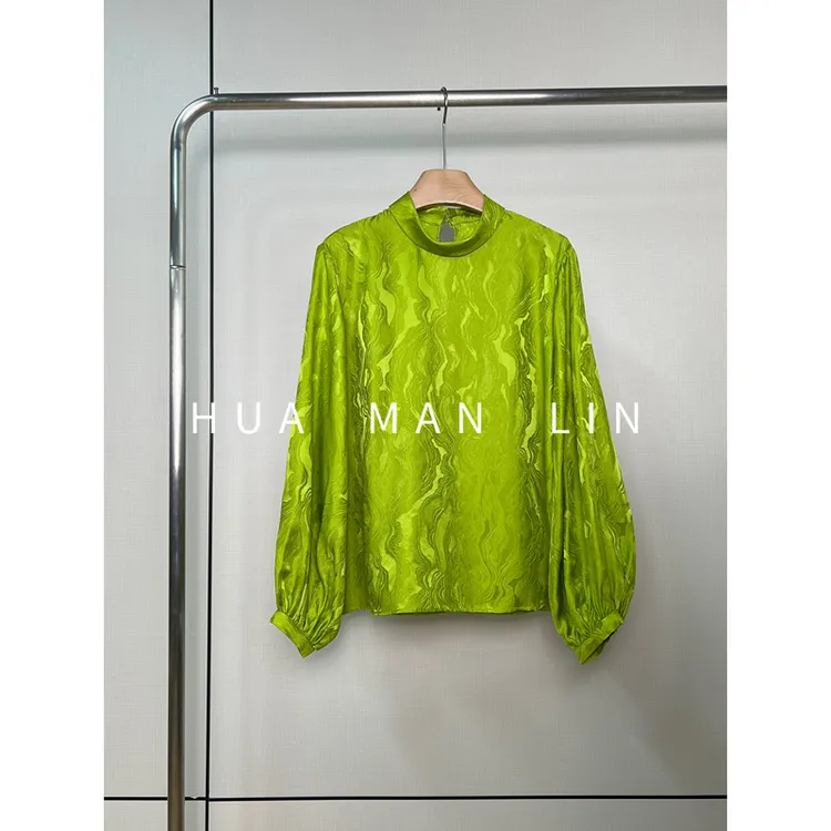 【花滿林】‘秋香’半高领35MM桑波缎真丝桑蚕丝上衣245562