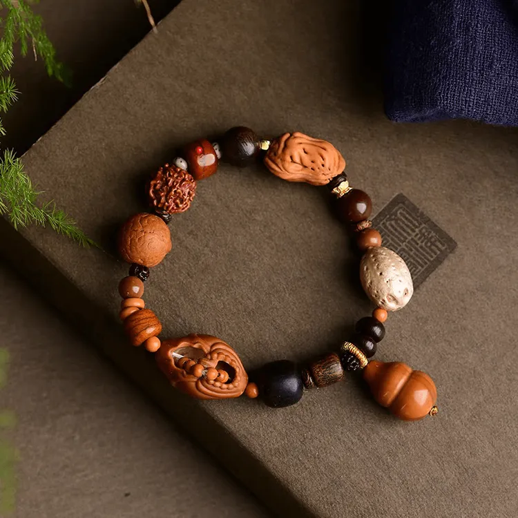 多宝菩提子菩提根橄榄核单圈手串男女百搭时尚潮流大气个性