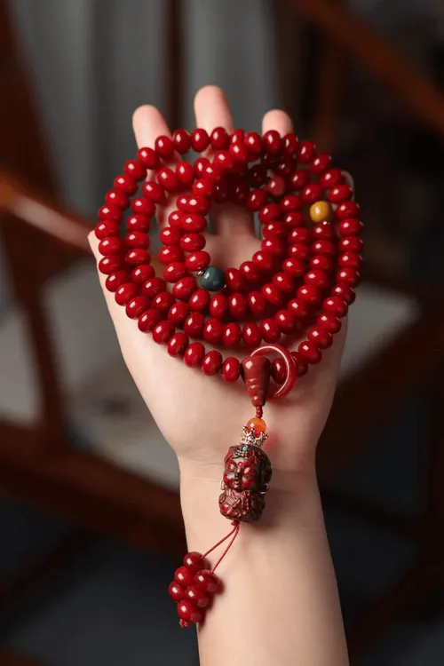 红心菩提根8*10算盘珠108颗多圈手串脖挂毛衣链男女百搭国风