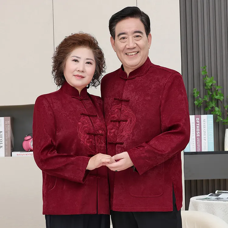 秋冬唐装男中老年情侣装棉衣爷爷奶奶过寿生日喜庆婚礼本命年外套