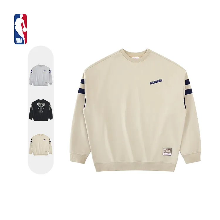 Mitchell&ness-NBA官方勇士湖人学院风宽松圆领运动卫衣套头衫