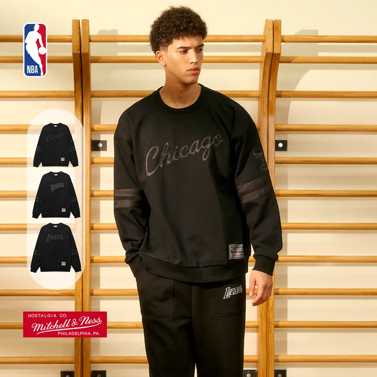 【下架】Mitchell&ness-NBA官方湖人勇士公牛秋季套头衫运动卫衣