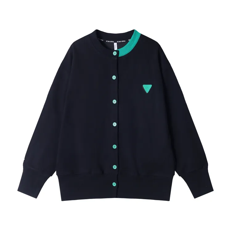 WY705新款时尚个性美式撞色倒三角纽扣开衫卫衣宽松百搭潮流外套