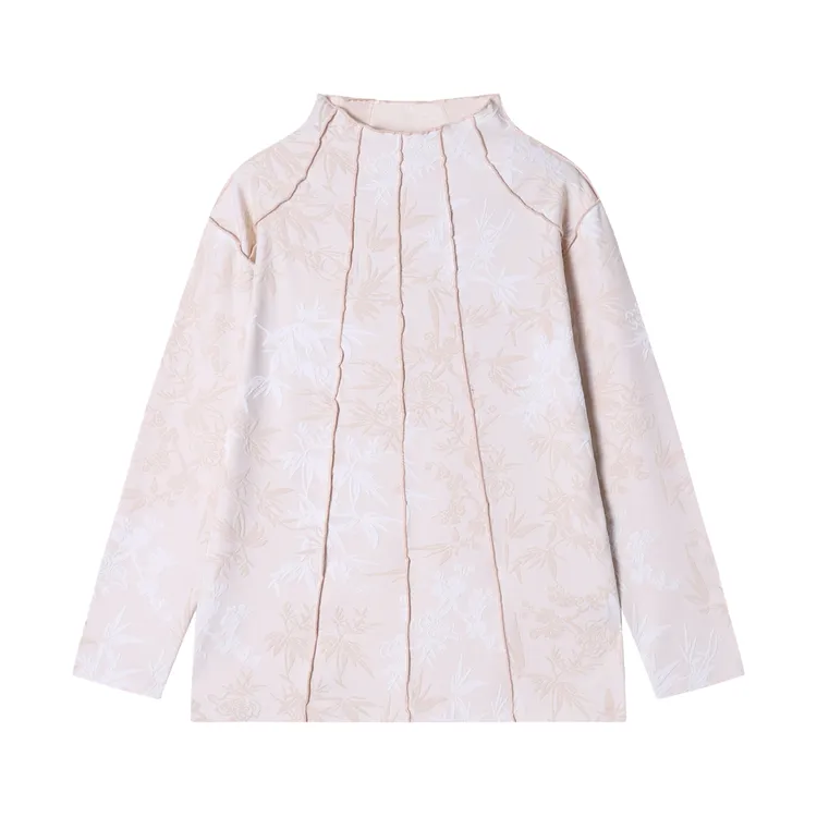 T1841秋季新款时尚个性扎染提花立领套头长袖T恤休闲百搭中式上衣