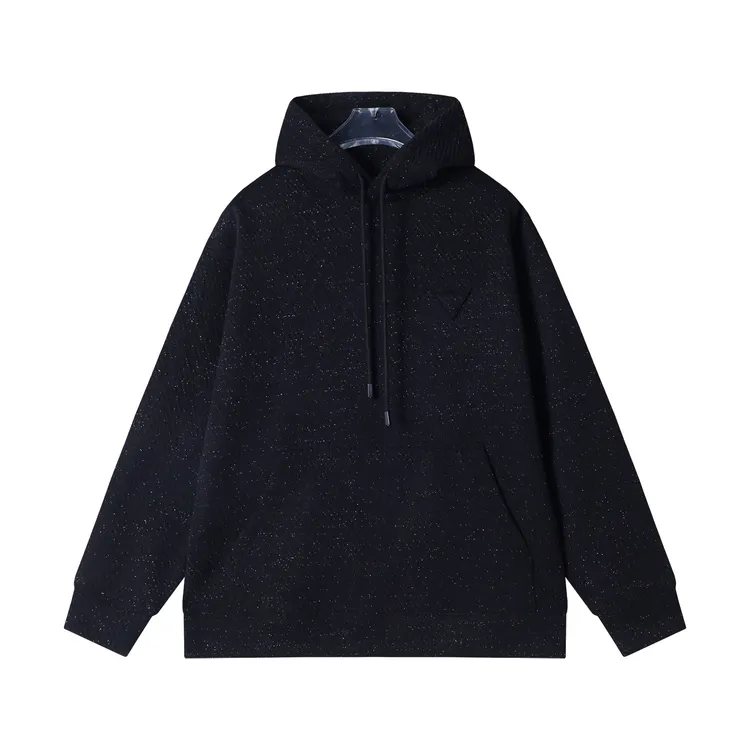 秋冬季新款时尚个性韩版纯色百搭肌理纹细闪连帽卫衣简约情侣上衣