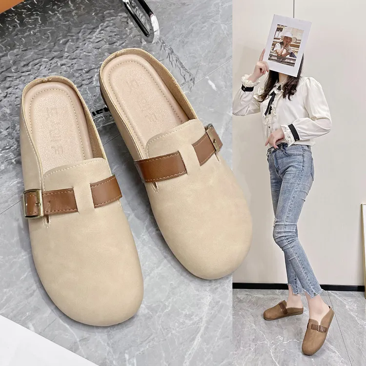 包头软底网红女2025秋季新鞋子防滑休闲百搭半拖女鞋一脚蹬半拖春