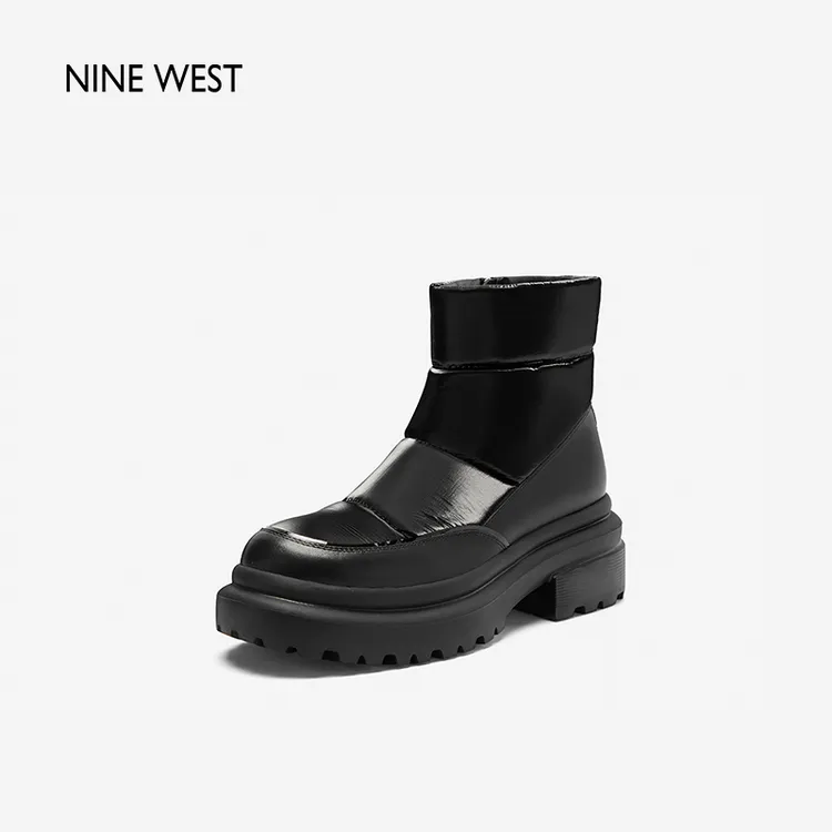 Nine West/玖熙新款秋冬时尚圆头加绒厚底增高时装短靴NG450101EH