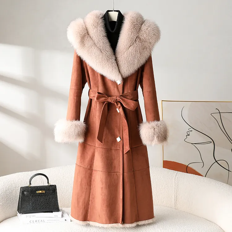 秋冬新款真皮毛毛皮草外套女芬兰整皮狐狸毛修身保暖显瘦皮草大衣