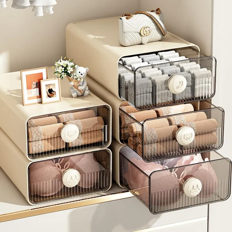 内衣内裤收纳盒家用衣柜贴身衣物袜子抽屉式分隔整理盒三合一神器