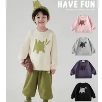 【新冬可期】贰 幼悠儿童游戏泡印印花猫咪宽松一体绒卫衣外套N4586