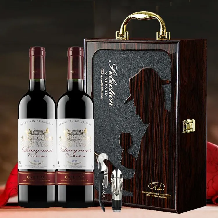 法国原瓶进口AOP级红酒干红葡萄酒 法多克珍藏2支+绅士礼盒送礼
