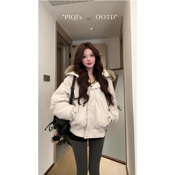 2024秋冬新款连帽毛领派克棉服休闲复古保暖时尚冬季男女外套