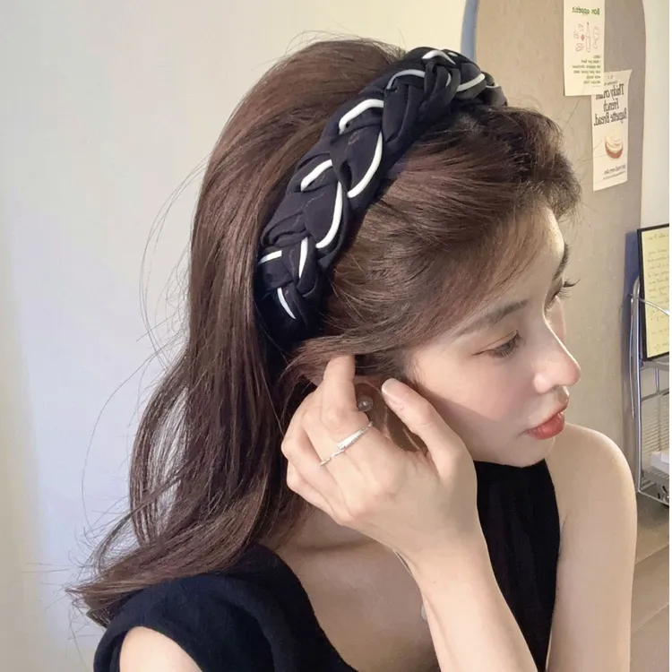尚倪【黑冰】麻花编织高颅顶发箍简约立体感头箍女轻奢显脸小发饰