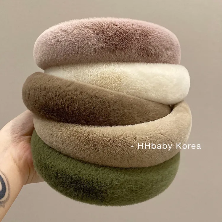 尚倪韩国仿兔毛毛海绵发箍增高颅顶网红百搭气质外出毛绒头箍女