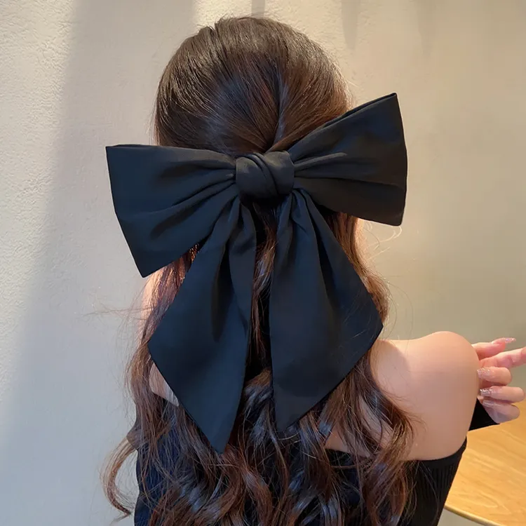 非金属发饰 黑色超大蝴蝶结发夹夸张顶夹显脸小横夹卡子发饰头饰
