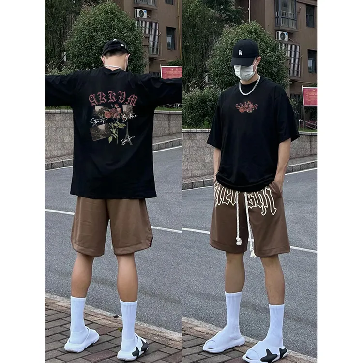 设计感美式复古潮牌vibe纯棉短袖t恤男高街嘻哈重磅夏装半袖上衣