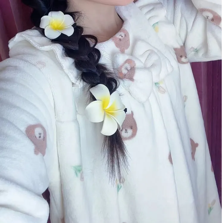 女款时尚加厚加绒保暖冬季加长过膝甜美荷花边长睡裙秋冬长款长款